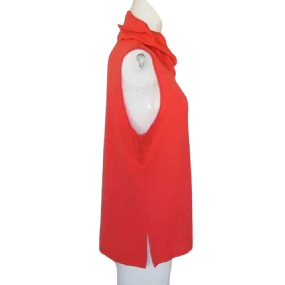MISOOK Top, L, Sleeveless, Cowl neck, Acrylic, Exclusively Red orange - Picture 6 of 8
